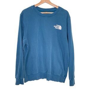 The North Face Mens Long Sleeve Graphic Print Monterey Blue Sweatshirt Size L
